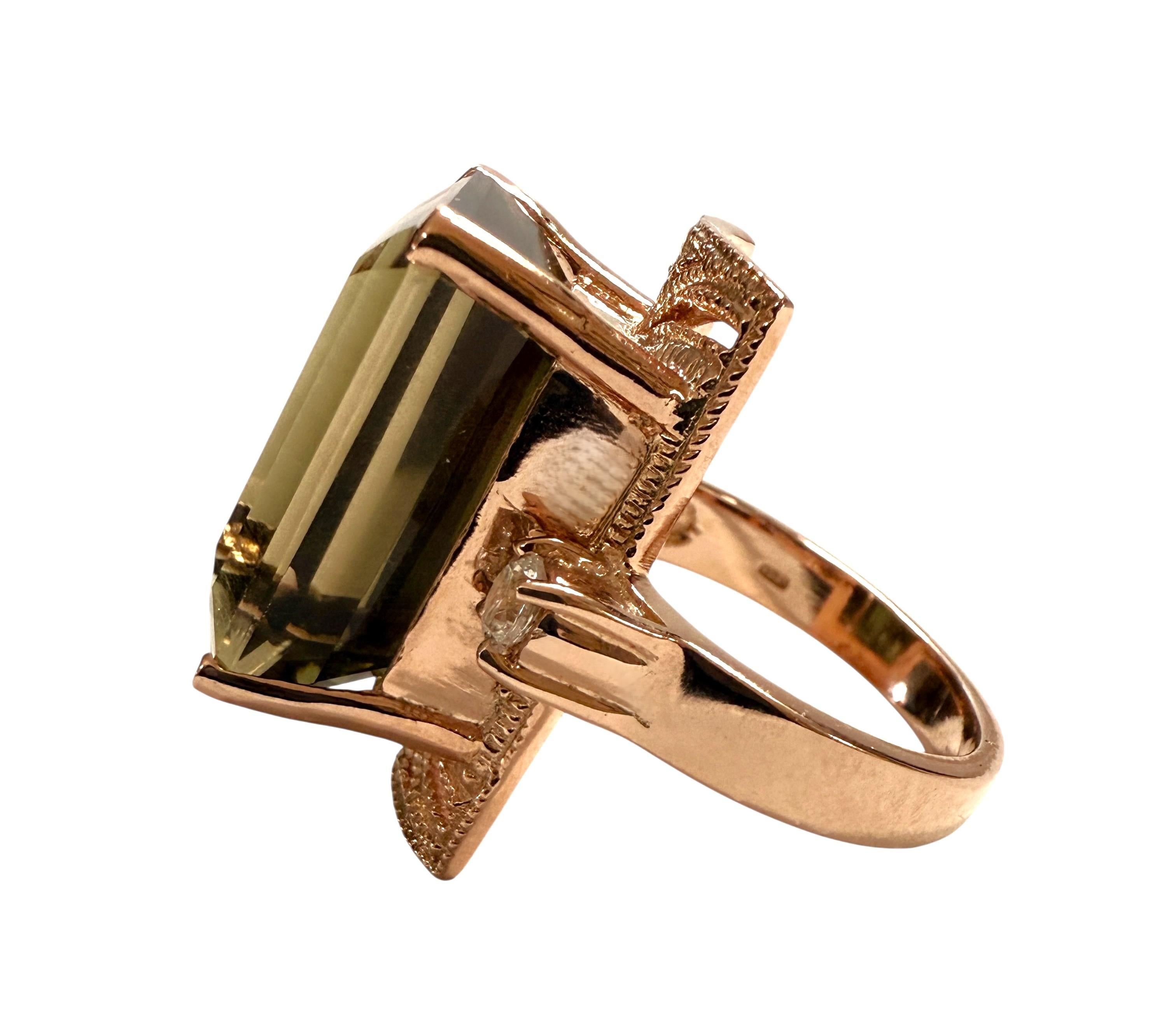 New 22.10 Carat Green Tourmaline & Diamond Cut Sapphire R Gold PL Sterling Ring For Sale 3