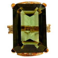 Nuovo anello in oro PL Sterling con tormalina verde e zaffiro taglio diamante da 22,10 carati