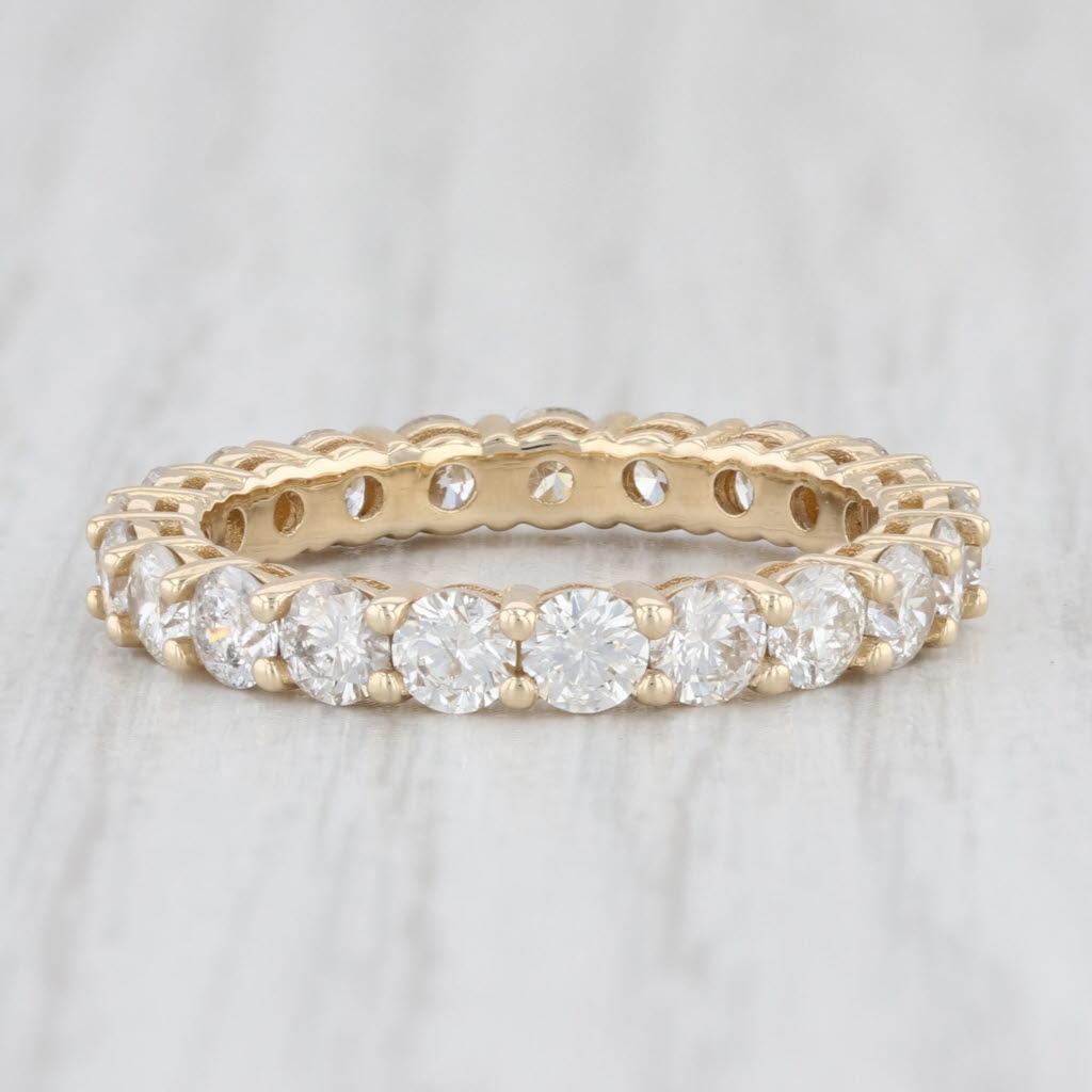 Round Cut New 2.25ctw Diamond Eternity Band 14k Yellow Gold Size 6 Stackable Wedding Ring For Sale