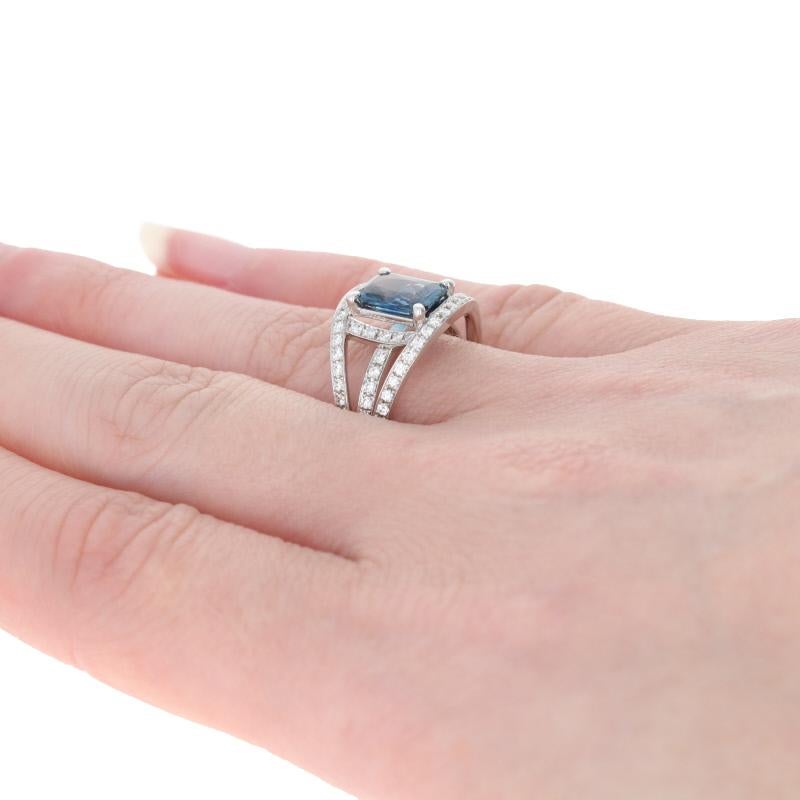 NEW 2.25ctw Radiant Cut Sapphire & Diamond Ring - 14k White Gold Halo GIA 1
