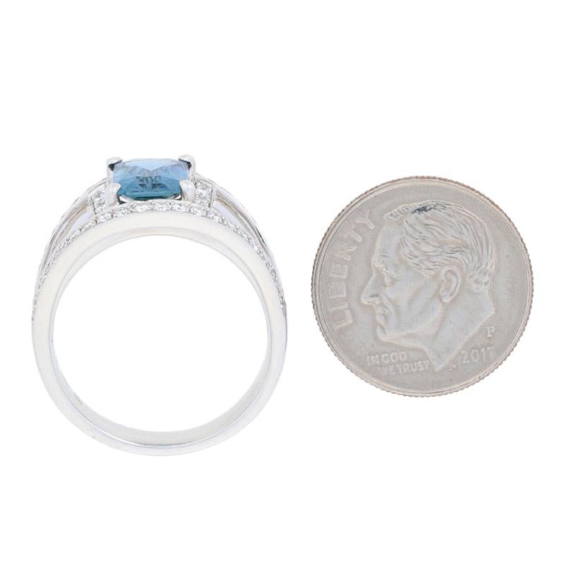 NEW 2.25ctw Radiant Cut Sapphire & Diamond Ring - 14k White Gold Halo GIA 2