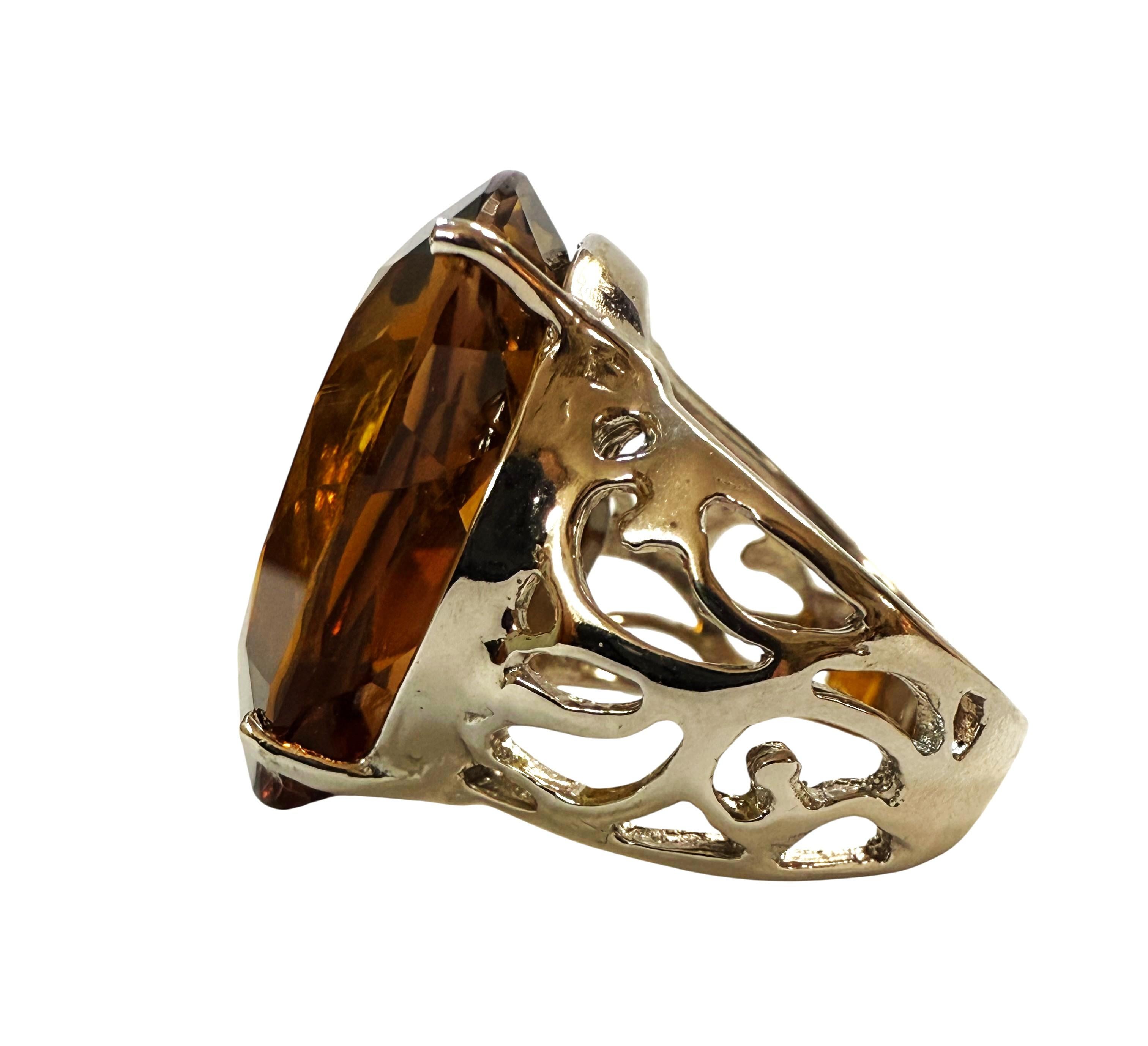 Art Deco New 22.95 Carat Bi-Color Ametrine W Gold PL Sterling Silver Filigree Ring For Sale