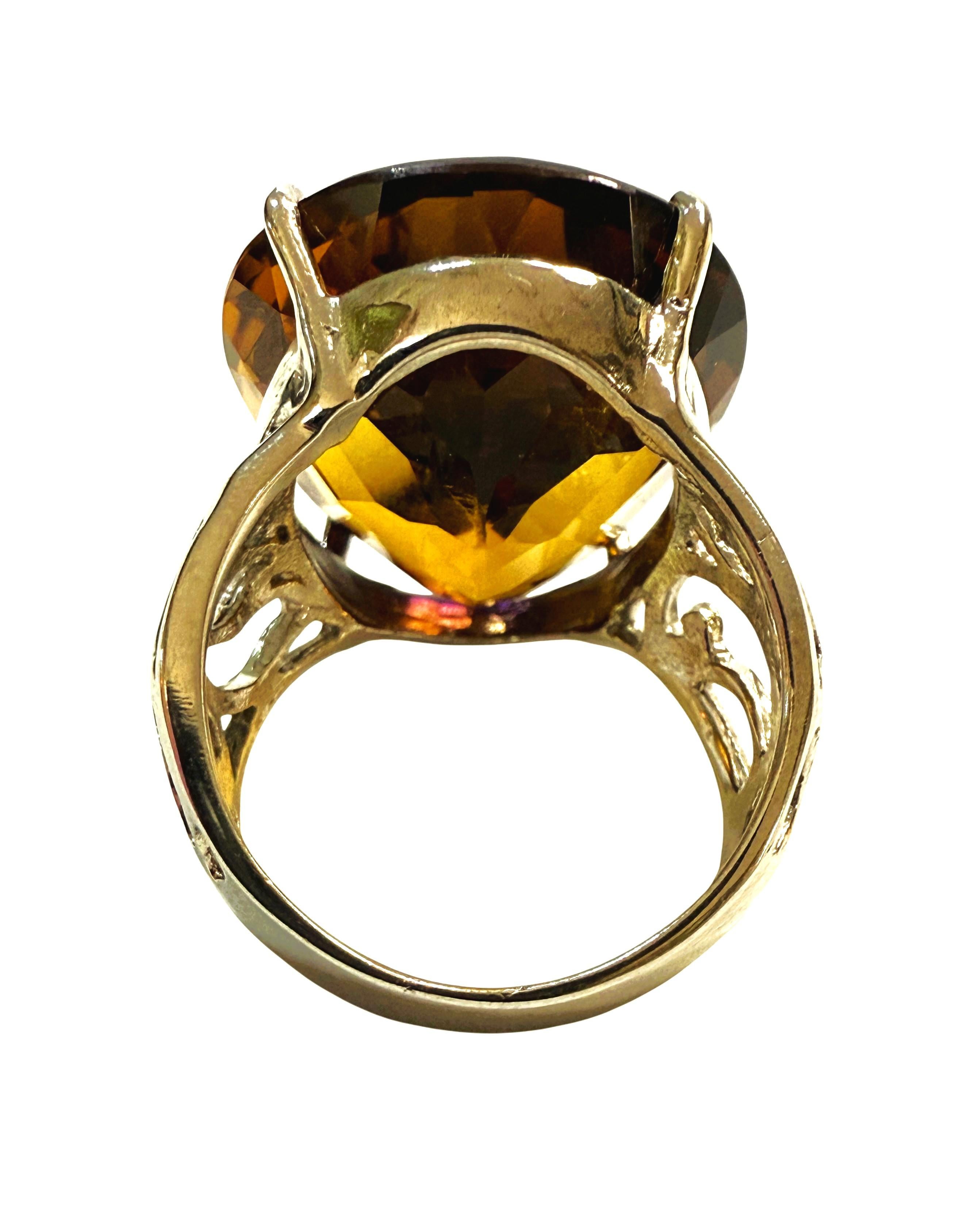 Pear Cut New 22.95 Carat Bi-Color Ametrine W Gold PL Sterling Silver Filigree Ring For Sale