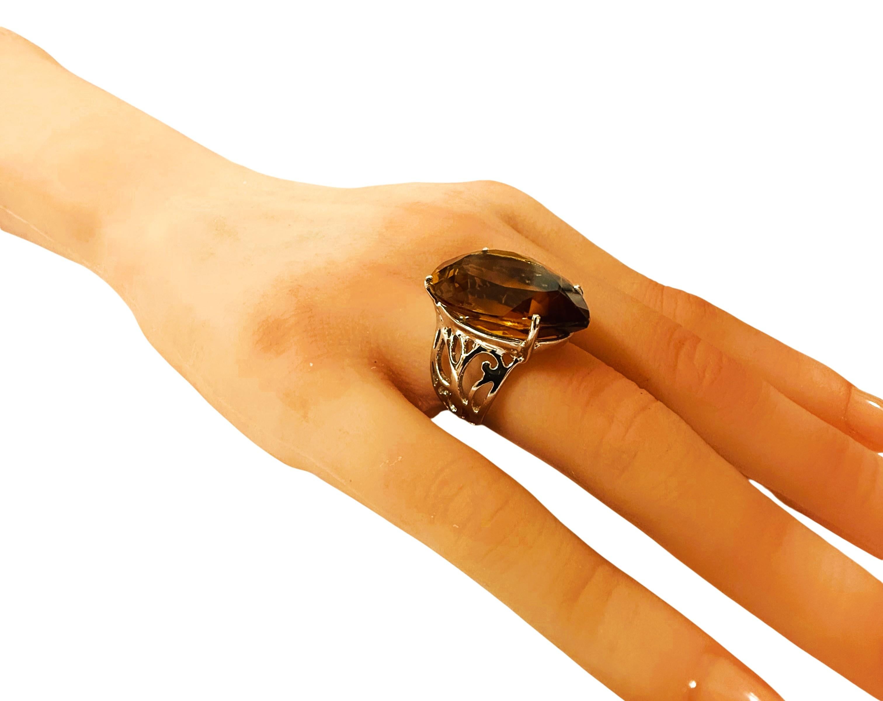 New 22.95 Carat Bi-Color Ametrine W Gold PL Sterling Silver Filigree Ring For Sale 1