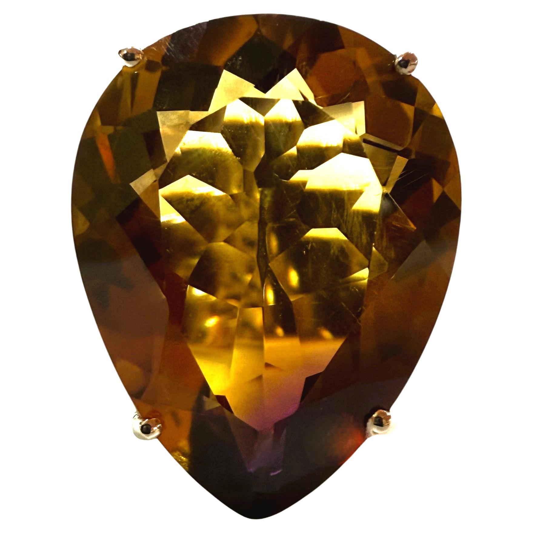 New 22.95 Carat Bi-Color Ametrine W Gold PL Sterling Silver Filigree Ring For Sale