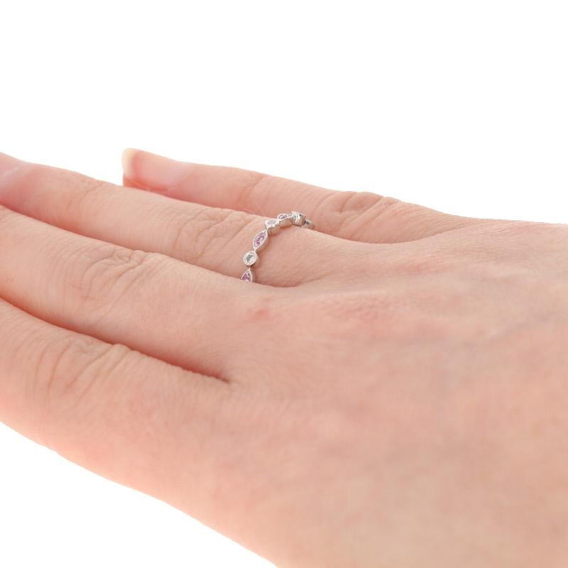 For Sale:  New .22ctw Round Cut Pink Sapphire & Diamond Ring 14k Gold Milgrain Wedding Band 4