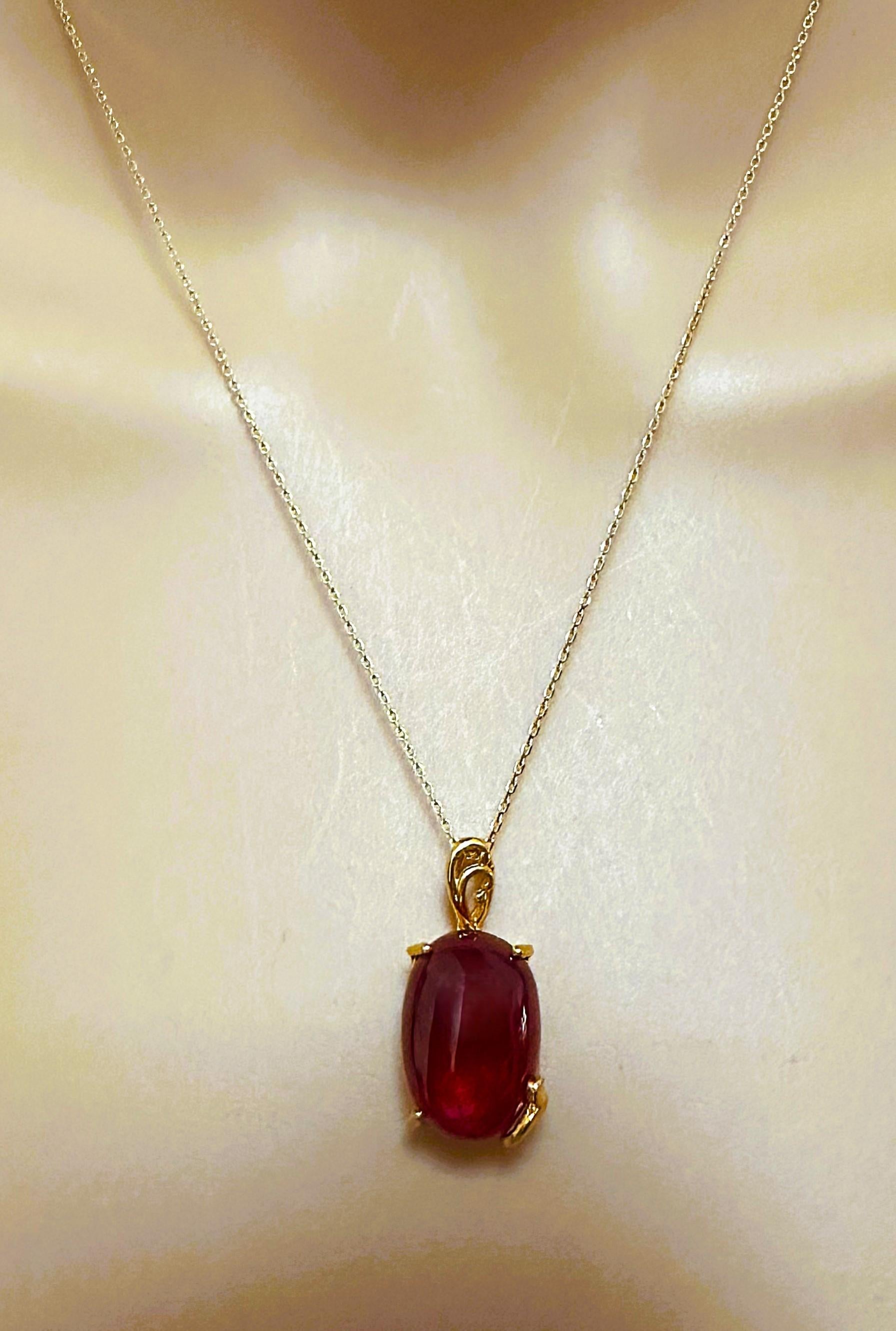 New 23.10 ct Blood Red Sapphire Yellow Gold Plated Sterling Pendant 1