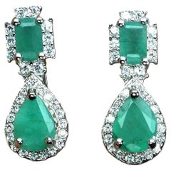 New 2.32 Carat Emerald
Diamond Cut Sapphire 14k White Gold PL Sterling Earring