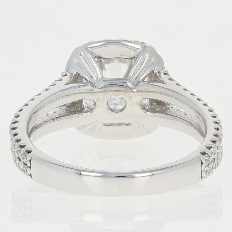 2.36 Carat Cushion Cut Diamond Engagement Ring, 14 Karat White Gold Halo GIA 1