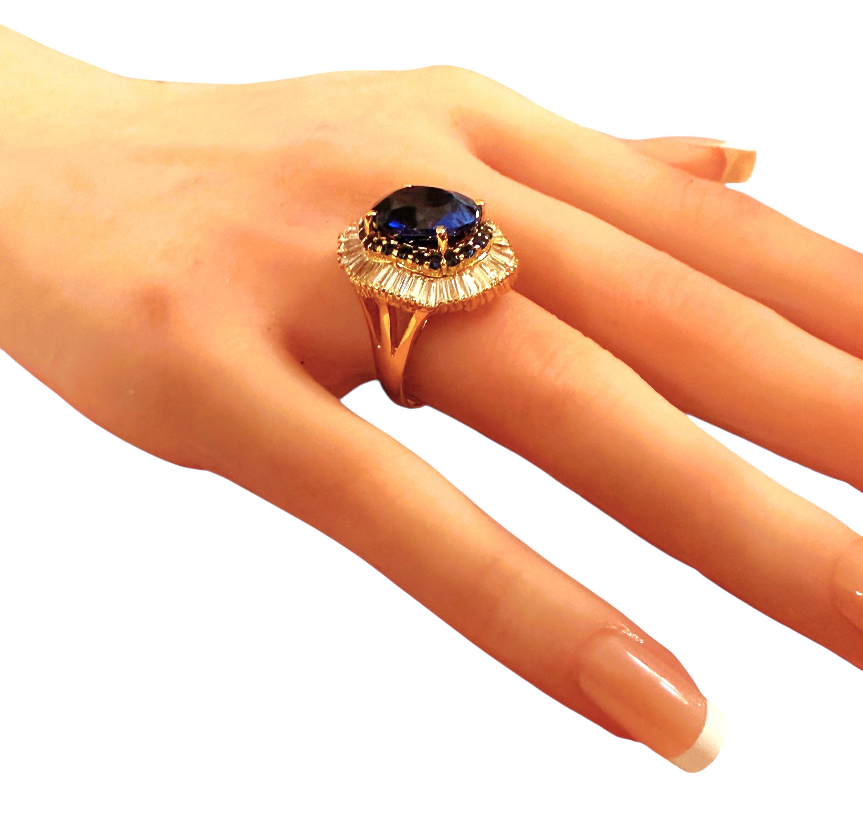 De las mujeres Nuevo Anillo de oro rosa de 24 quilates PL 9,10 quilates de zafiro ovalado y talla de diamante en venta