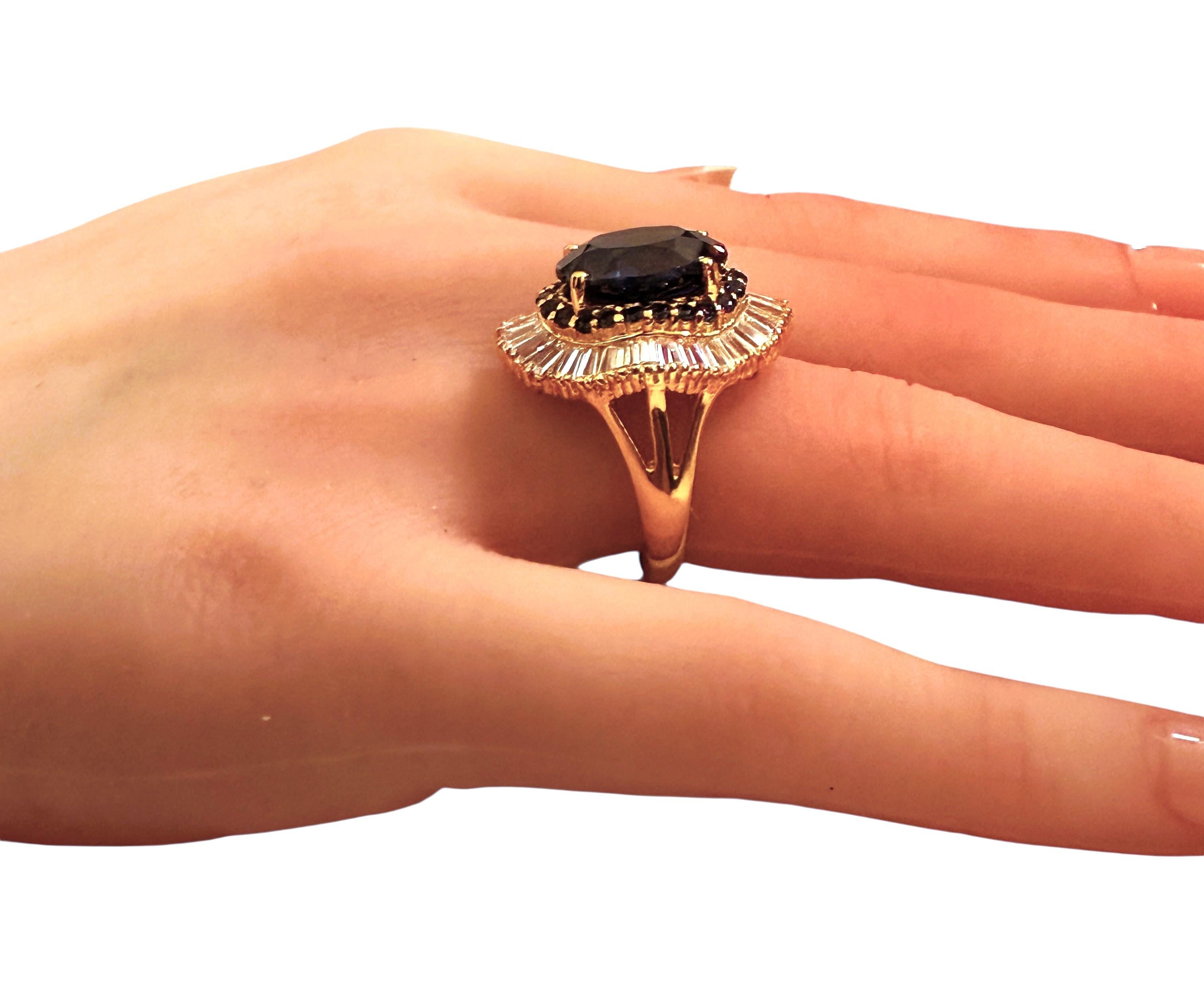 Nuevo Anillo de oro rosa de 24 quilates PL 9,10 quilates de zafiro ovalado y talla de diamante en venta 1