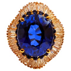 New 24K Rose Gold PL 9.10 Carat Oval
Diamond Cut Sapphire Sterling Ring