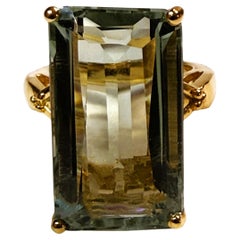 New 24k Yellow Gold PL 19.6 Carat Green Tourmaline Sapphire Sterling Ring Size 6