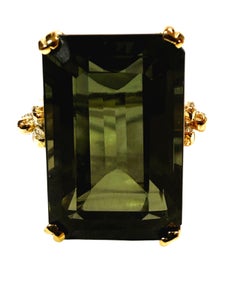 New 24k Yellow Gold PL 24 Carat Tourmaline & Diamond Cut Sapphire Sterling Ring