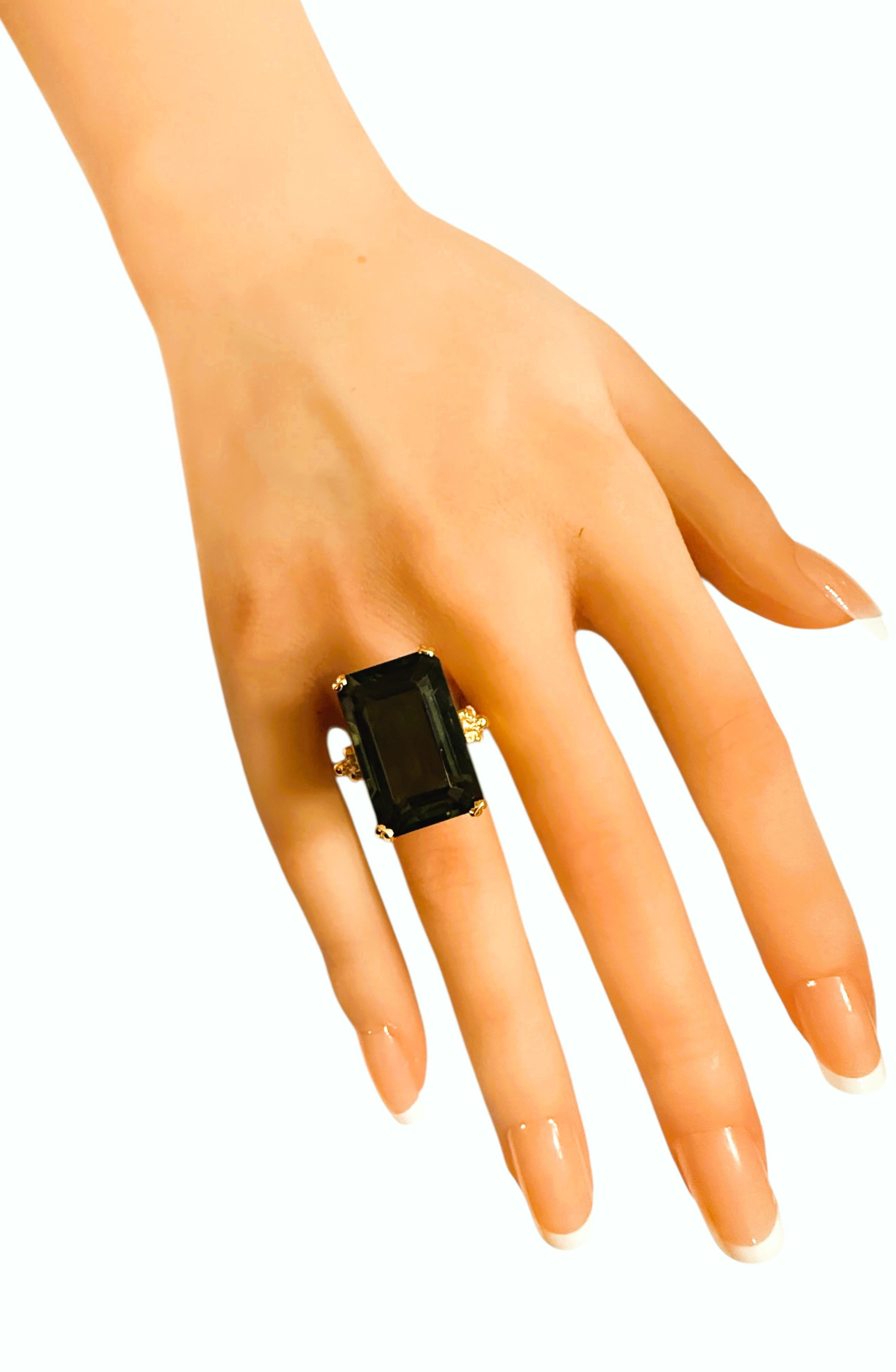 New 24k Gelbgold PL 24 Karat Turmalin & Diamantschliff Saphir Sterling Ring Damen im Angebot