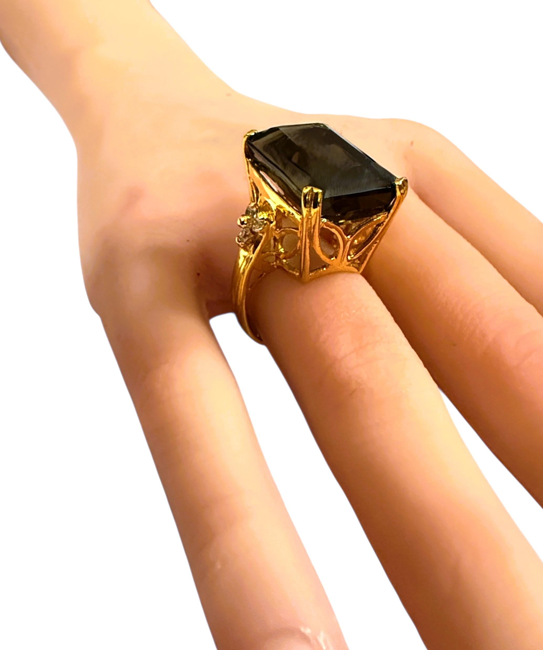 New 24k Gelbgold PL 24 Karat Turmalin & Diamantschliff Saphir Sterling Ring im Angebot 1