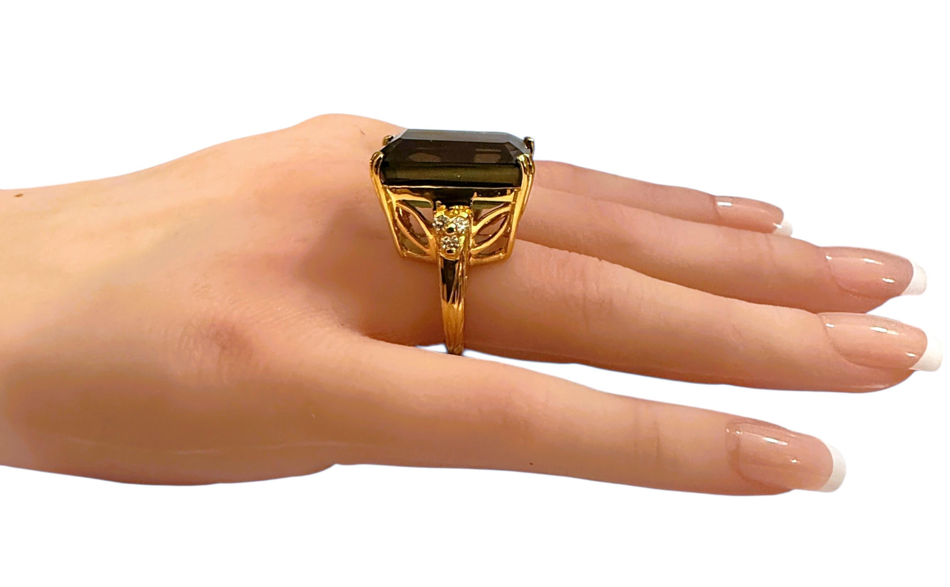 New 24k Gelbgold PL 24 Karat Turmalin & Diamantschliff Saphir Sterling Ring im Angebot 2