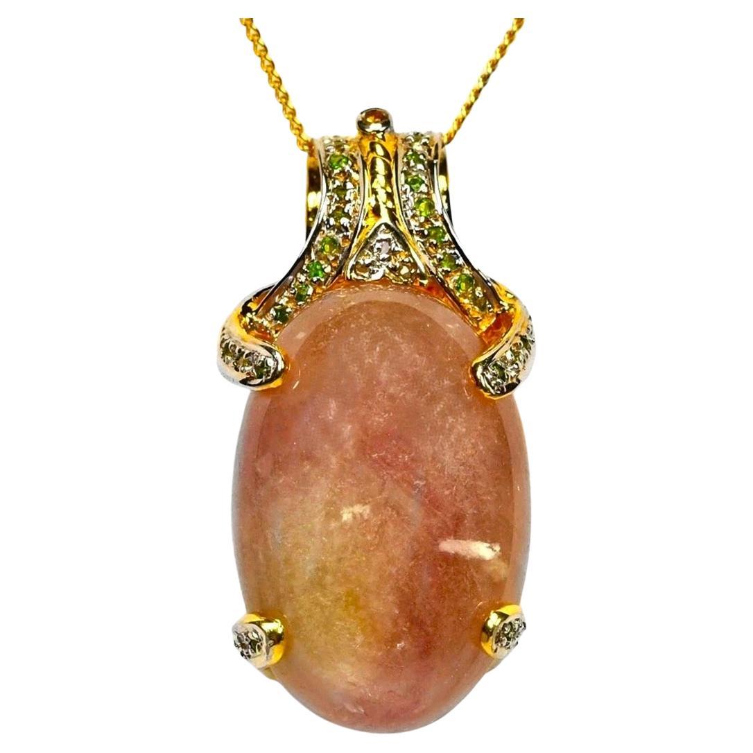 New 24k YGold PL Sterling 35.4 Carat Pink Ruby
Diamond Cut Garnet Necklace