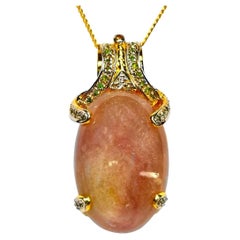 New 24k YGold PL Sterling 35.4 Carat Pink Ruby & Diamond Cut Garnet Necklace