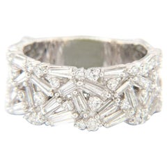 New 2.53ctw Baguette and Round Diamond Wide Band Ring in 14K White Gold