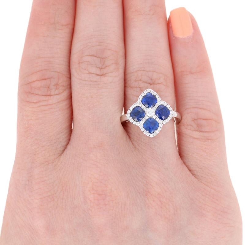 Women's or Men's 2.53 Carat Sapphire and Diamond Ring, 18 Karat White Gold Halo