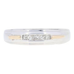 Alliance pour homme en argent et or 10 carats avec diamants taille princesse de 0,25 carat, état neuf