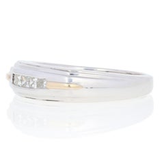 New .25ctw Princess Cut Diamond Wedding Band, Silver & 10k Gold Men's Ring