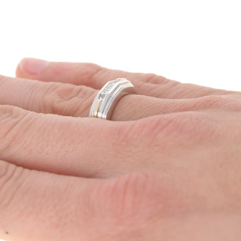 For Sale:  New .25ctw Princess Cut Diamond Wedding Band, Silver & 10k Gold Men's Ring 4