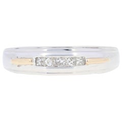 New .25ctw Princess Cut Diamond Wedding Band, Silver & 10k Gold Men's Ring