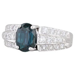 New 2.62ctw Blue Sapphire White Diamond Ring 14k White Gold Size 8 Dankner