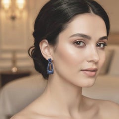 New 2.18 Carat Blue Sapphire 14k W Gold PL Sterling Silver Drop Earrings