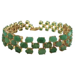 New 27.09 Carat 63 Emerald 14K Gold Plated Sterling Silver Bracelet 7-8"