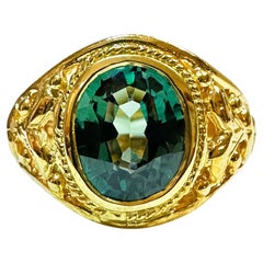 Nuevo  Anillo de oro amarillo con filigrana de turmalina verde laguna de 2,8 quilates