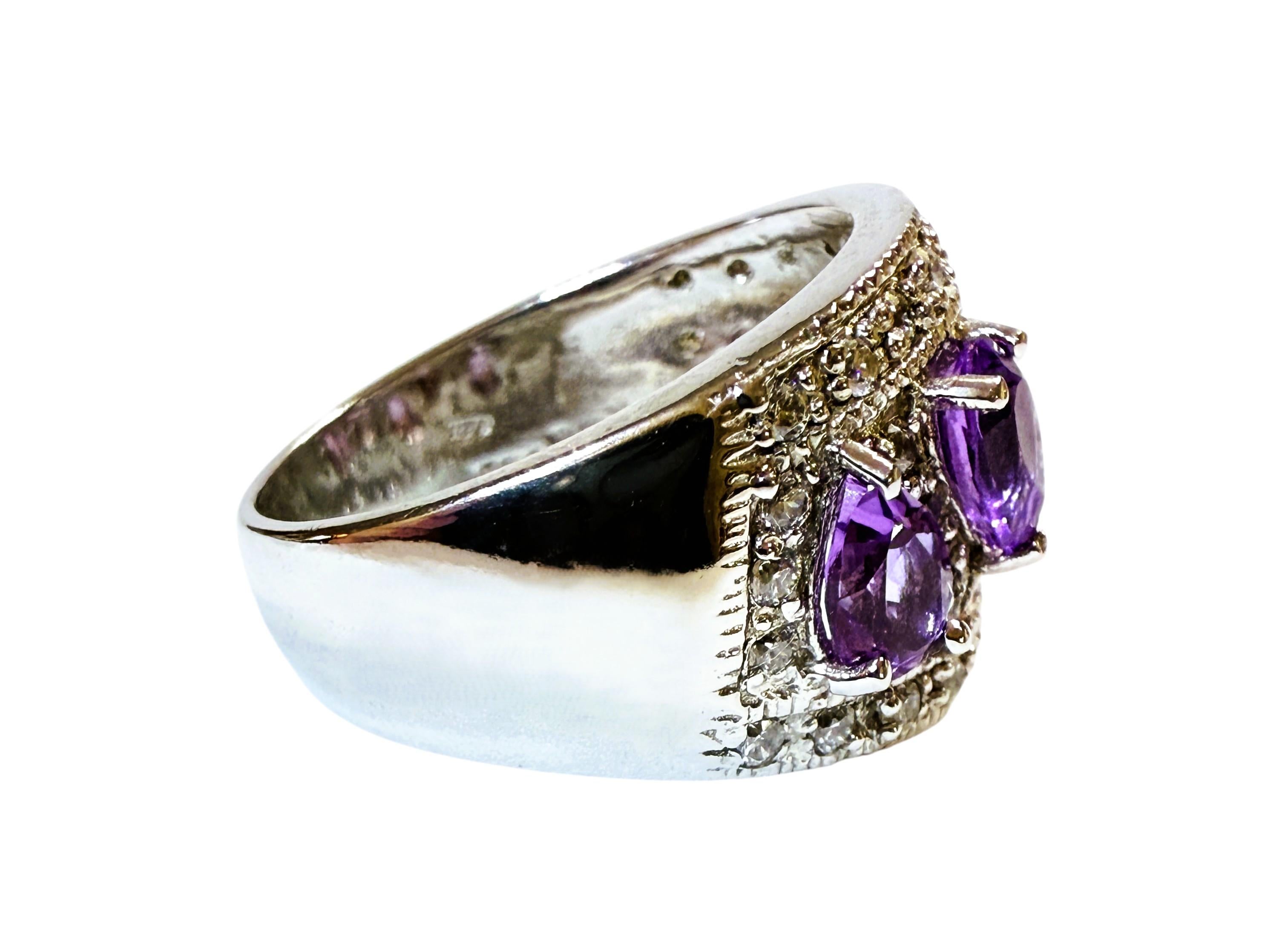 Nuovo anello in argento 925 con zaffiro viola e diamante da 2,85 carati In condizioni Nuovo in vendita a Eagan, MN