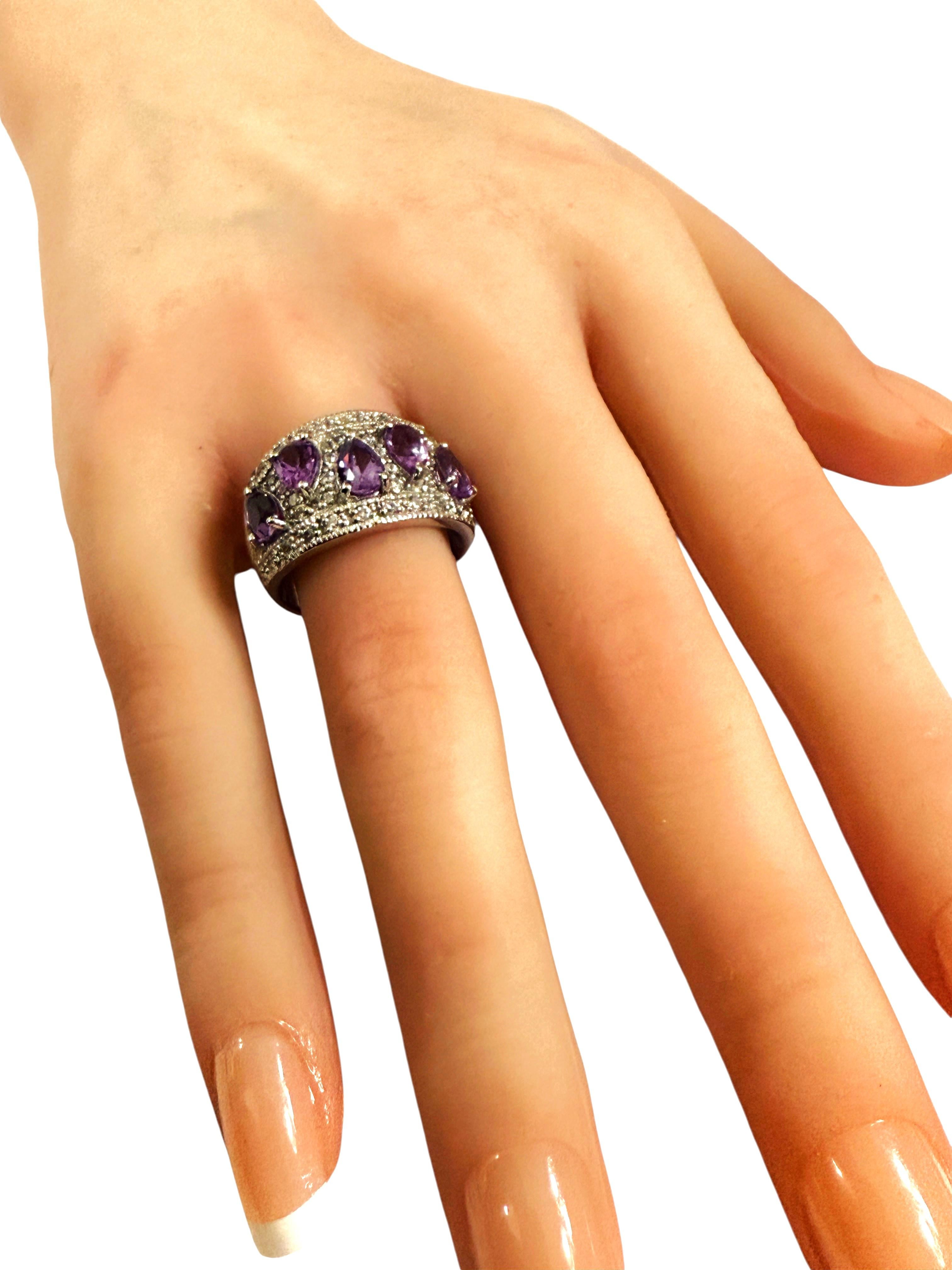 Nuovo anello in argento 925 con zaffiro viola e diamante da 2,85 carati in vendita 1
