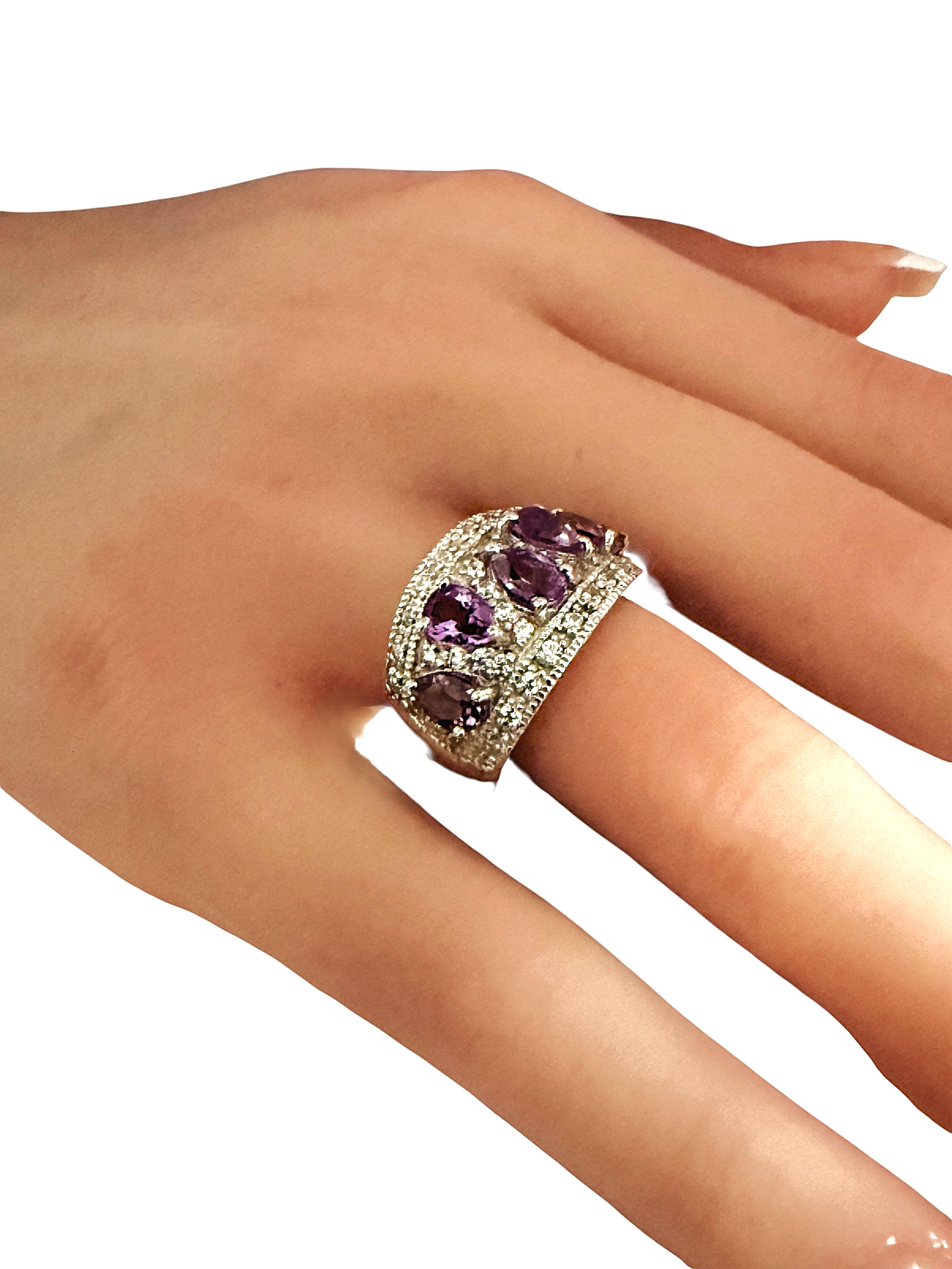 Nuovo anello in argento 925 con zaffiro viola e diamante da 2,85 carati in vendita 2