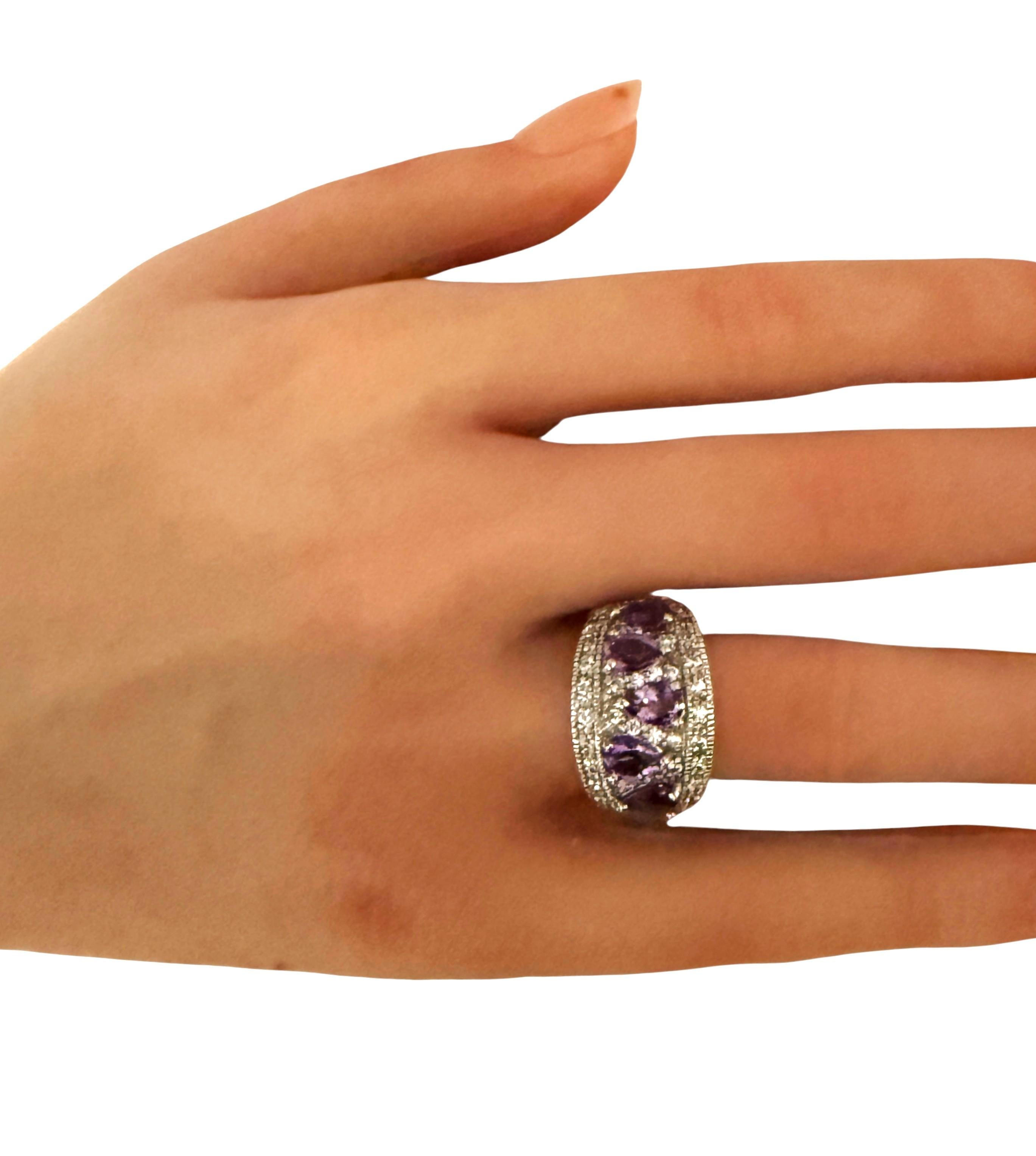 Nuovo anello in argento 925 con zaffiro viola e diamante da 2,85 carati in vendita 3