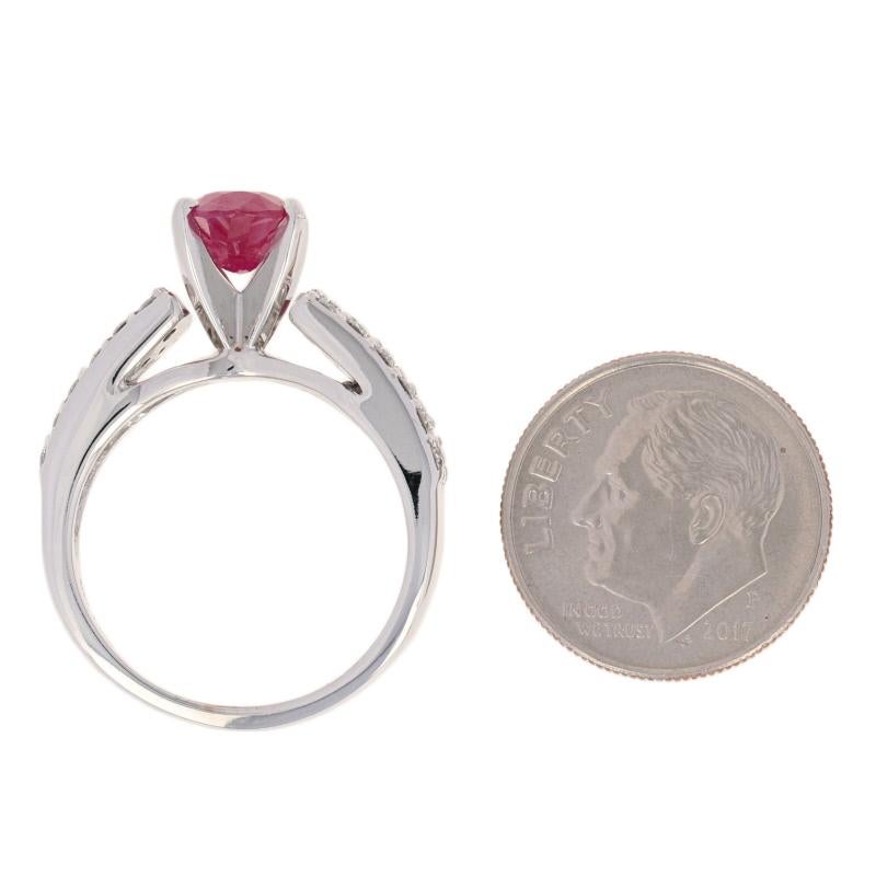 Women's 2.88 Carat Oval Cut Ruby and Diamond Engagement Ring, 14 Karat White Gold