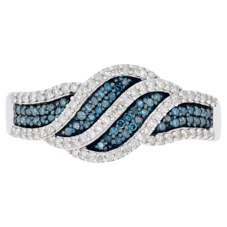 Bague neuve en argent sterling avec diamant taille unique de 3/8 ctw, bleu et blanc
