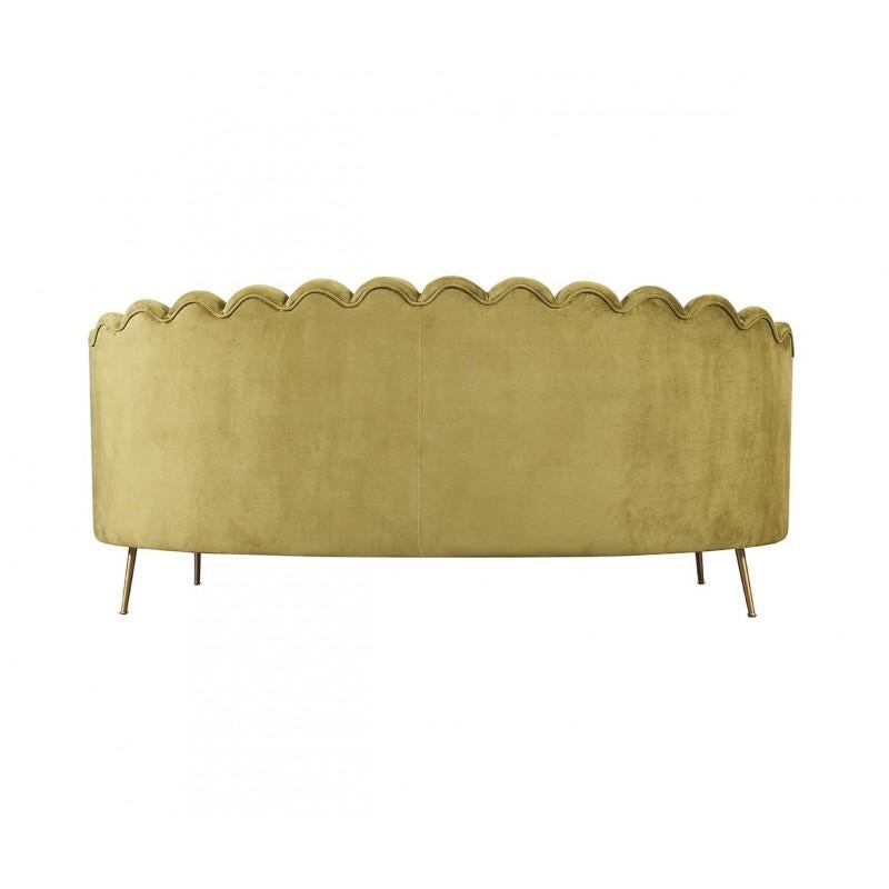 Hand-Crafted New 3 Seater Spanish Sofa Green Velvet For Sale