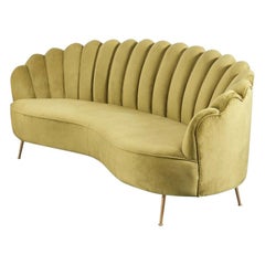 Spanisches 3sitzer-Sofa aus grünem Samt