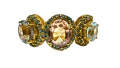 New 3-Stone 4.1 Ct Pastel Sapphire & Diamond Cut Sapphire YGold Sterling Ring