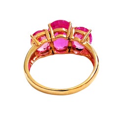 Neue 3-Stein 4,48 Karat rosa Saphir Rose Gold plattiert Sterling Ring Größe 6,25