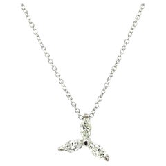 New 3-Stone Marquise Diamond Pendant Set in 18ct White Gold on Chain