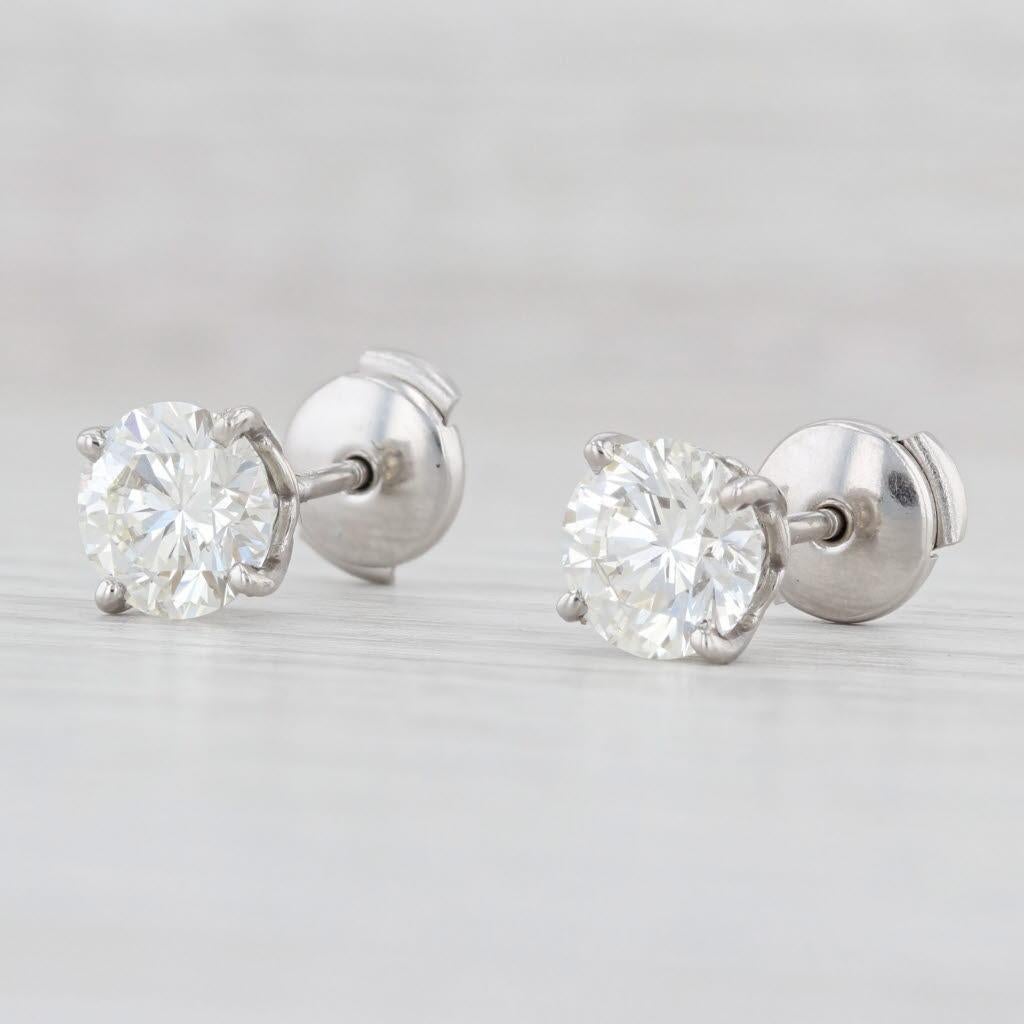 Women's New 3.02ctw Diamond Stud Earrings Platinum Round Brilliant Solitaire Studs GIA For Sale