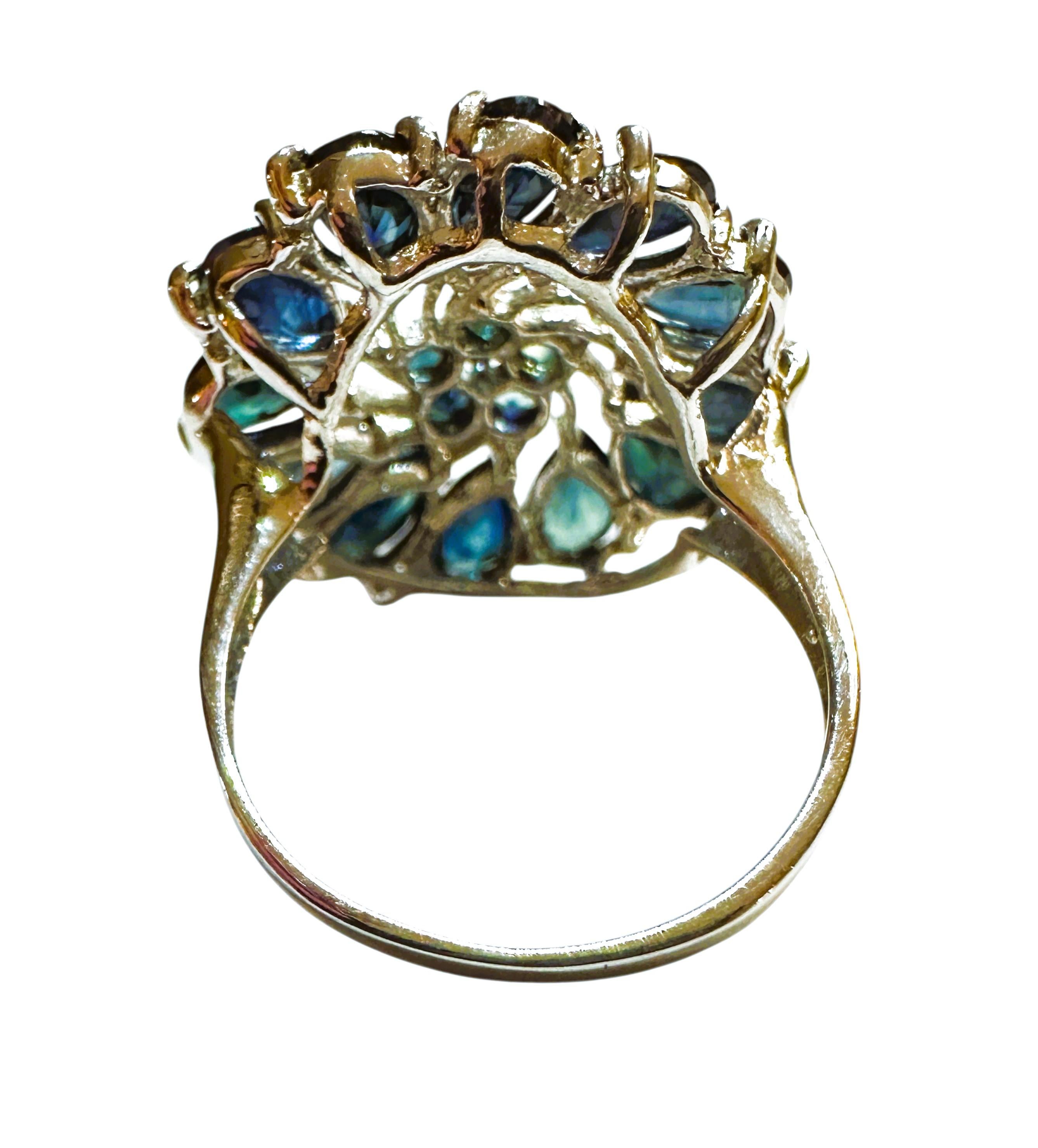 New 3.05 Carat Pear & Diamond Cut Sapphire Sterling Silver Ring In New Condition In Eagan, MN