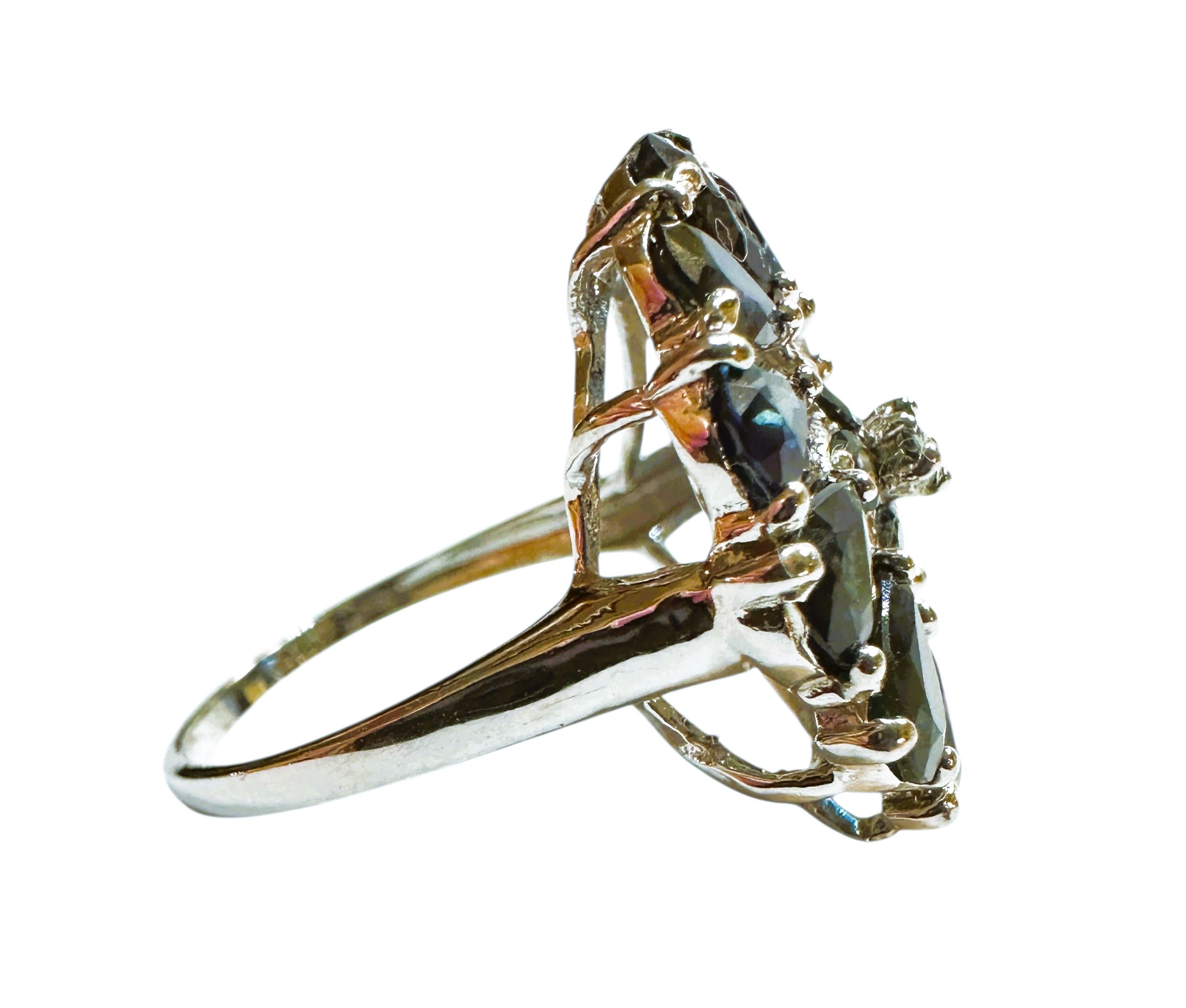 Women's New 3.05 Carat Pear & Diamond Cut Sapphire Sterling Silver Ring
