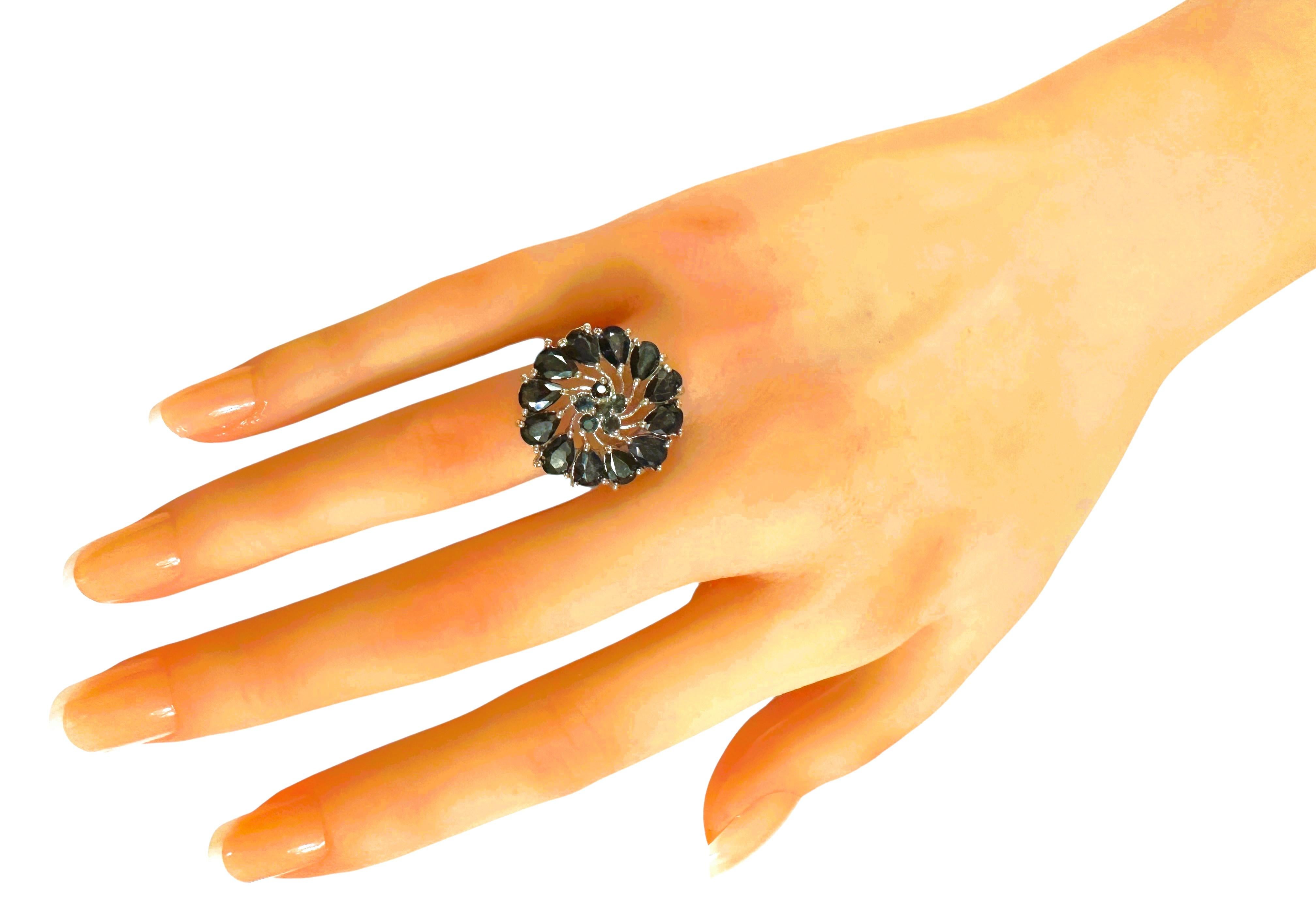 New 3.05 Carat Pear & Diamond Cut Sapphire Sterling Silver Ring 2