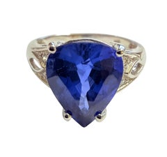 New 3.10 Carat Royal Blue Topaz & Diamond Cut Sapphire Sterling Ring