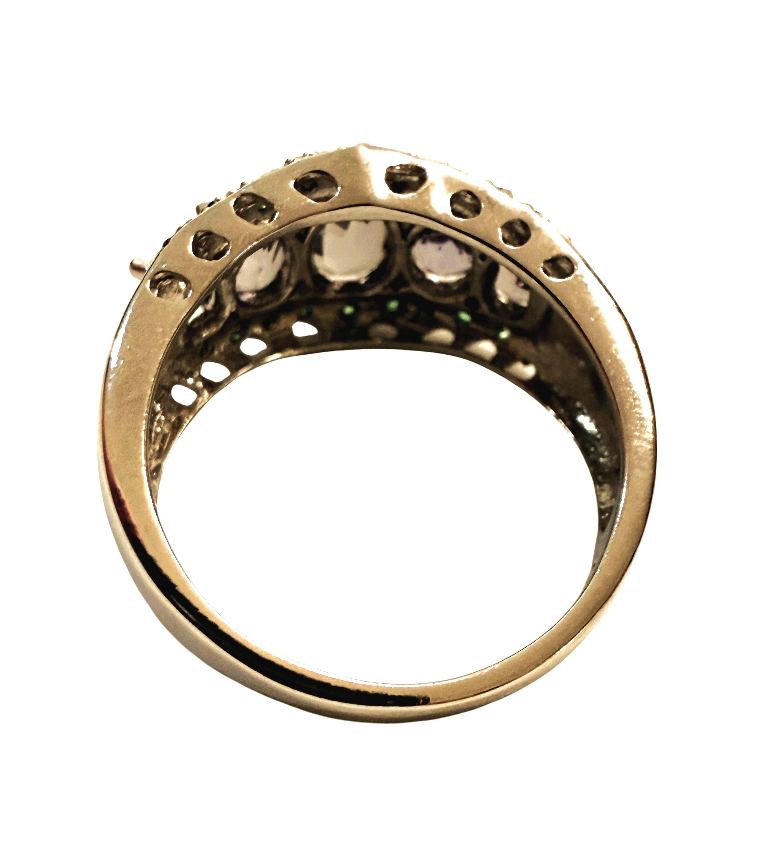 Nuovo anello in argento sterling con alessandrite e tsavorite tagliata a diamante da 3,15 carati, misura 7 in vendita 1